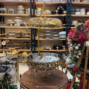 Nouvelle conception de plats chauds en acier inoxydable de 7 L, plat de service de luxe de haute qualité pour hôtel, plat chauffant personnalisé pour aliments fantaisie, plat doré - Product Image 1