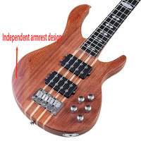 Professional 43" Active 4-String Electric Bass Guitar for Right Handed Players Sapele Body with Matte Finish & Maple Neck
