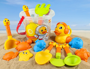 Ensemble de jouets de plage pour enfants en forme de canard jaune, en plastique, pour jouer dans le sable et l'eau, seau de plage, pelle et outils de fouille - Product Image 2