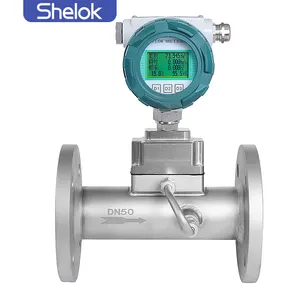 Shelok Industrial Gas Flow Meter Sensor Type Dn100 Digital Electronic 316L Turbine Flowmeter Liquid Water