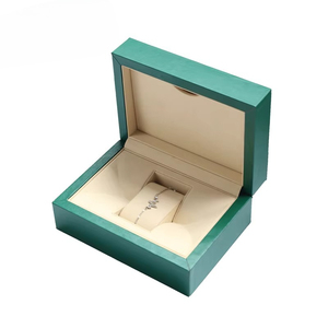 Estuche de Reloj de Cuero Verde Premium con Diseño en Relieve Ondulado, Caja de Regalo de Lujo para Reloj Individual con Forro Suave Extraíble - Product Image 2