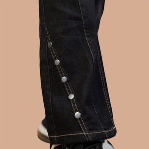 Jeggings pour femmes à taille haute, coupe droite, délavés, en coton, décontractés, noirs, pour l'automne, extensibles et respirants - Product Image 2