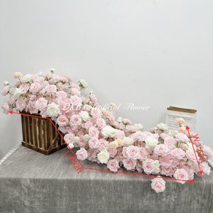 Chemin de table personnalisé en fleurs artificielles style rose DKB, décoration florale pour mariage, décoration pour fête de mariage - Product Image 2