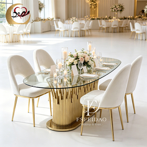 Banquet Hall Furniture Stainless Steel Romantic&Elegant Modern Dining <b>Table</b> Set for Home Hotel & Outdoor Use Customized Options - Product Image 2