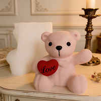 Moule en silicone pour bougie aromatique en forme d'ours en ballon 3D, bricolage, ours en plâtre, moule en résine pour bougie d'animal mignon, pour cadeau de Saint-Valentin