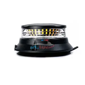 Balise LED à profil bas R65 12/24 volts Ambre Aimant Fixation lumière tournante