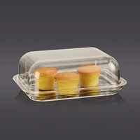 Pot à beurre en acrylique incassable, transparent, de qualité alimentaire, avec couvercle en dôme, sans BPA, résistant à l'humidité, pour la maison, la boulangerie, le restaurant