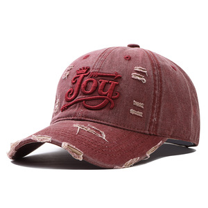 หมวกเบสบอล Joy รุ่น Unisex ผ้าฝ้ายเดนิม 100% ปักลายแบบ Distressed ป้องกันแสงแดด - Product Image 2