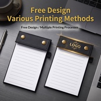 Bloc-notes portable A6 en similicuir épais avec logo personnalisable, notes adhésives détachables, rechargeable, petit format
