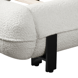 Cadre de lit moderne réglable Queen Size rembourré en tissu bouclé avec pieds en acier, blanc, luxueux et idéal pour appartement - Product Image 5