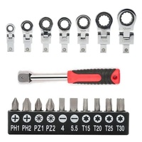 20pcs Set Kunci Ratchet Kepala Fleksibel 8-19mm Kepala Torx yang Dapat Diganti Obeng Ratchet Multi Alat 27pcs Set Kunci Ratchet 6-20mm