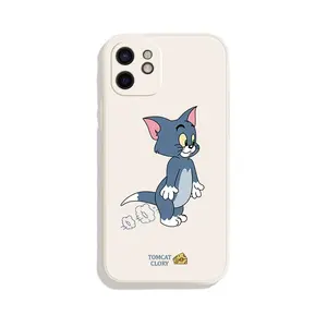 Casing ponsel silikon 2d desain kartun lunak Tom Cat dan Jerry Mouse tahan guncangan