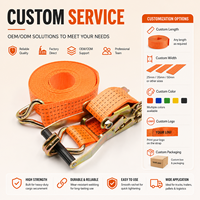 Sangle de fixation de cargaison en polyester 100 %, longueur personnalisée, haute ténacité, durable, sangle plate à cliquet pour le maintien des charges