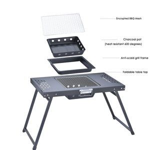 Ev paslanmaz çelik katlanabilir masa ızgara taşınabilir açık kamp barbekü ızgara piknik kullanımı kolay kömür ızgara - Product Image 3