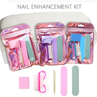 Kit de manucure 5 en 1 prêt à expédier, bleu, violet et rose, kit de mini-limes à ongles jetables