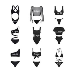 Bikinis et vêtements de plage sexy personnalisés pour femmes, maillots de bain assortis, maillot de bain triangle à lacets pour femmes - Product Image 1