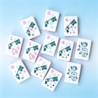 Tuiles de Mahjong Personnalisées de Luxe Modernes en Acrylique et Mélamine Miss Cowgirl, Dos Rose Vif Transparent, Ensemble Américain 3 Couches
