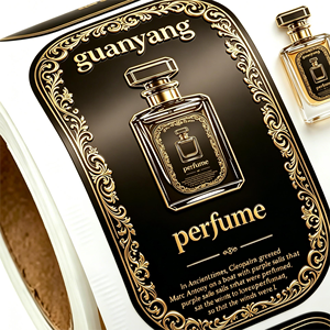 Etiquetas Adhesivas para Botellas de Perfume con Borde Ornamental Vintage en Relieve 3D Dorado, para Botellas de Perfume de 5ml y 10ml, con Logotipo Personalizado - Product Image 1