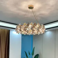 Lustre en cristal postmoderne de luxe lustre de salon chambre restaurant en cristal lustre de maison tricolore