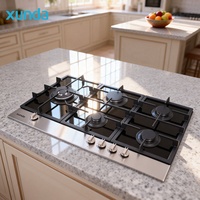 Table de cuisson à gaz encastrable Xunda Fashion Design, 5 brûleurs, en verre, 90 cm, pour cuisine