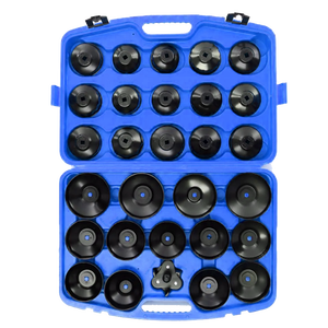 Jeu de clés à filtre à huile 30 pièces, type coupelle, outil de démontage de filtre, clé à 3 mâchoires réglable 65-120 mm pour réparation de moteur de voiture et de camion - Product Image 2