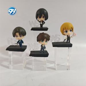 4 piezas Attack on Titan negro blanco vestido Levi Eren Mikasa caja ciega figura Anime Mini modelo coleccionable conjunto - Product Image 1