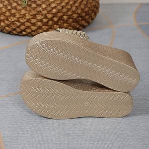 Mules compensées pour femmes, version coréenne, avec nœud papillon et fleur, talons hauts rehaussants, chaussures tendance 706 - Product Image 5