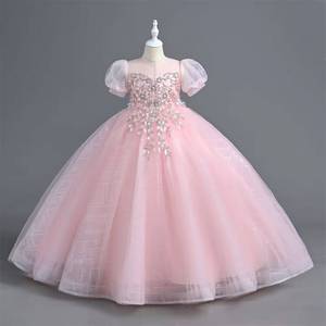 Robe de soirée longue rose de haute qualité pour filles, brodée, style princesse, idéale pour les mariages et les fêtes - Product Image 5