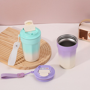 Gobelet isotherme classique pour cola 450 ml avec couvercles colorés, en acier inoxydable, personnalisable avec logo, tasse de voyage, tasses à <span class=keywords><strong>café</strong></span> thermiques avec poignée - Product Image 4