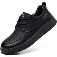 Chaussures décontractées en cuir pour hommes, prêtes à l'emploi, à lacets, couleur unie, respirantes, légères, pour l'automne. Petites commandes acceptées rapidement.