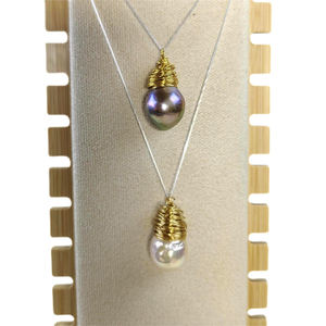 SUERTE, venta al por mayor, colgante de Perla Barroca de agua dulce natural de bobinado de cobre para la fabricación de collares de joyería - Product Image 3