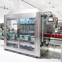 Ligne d'embouteillage automatique d'huile végétale comestible (huile de palme) avec machine de remplissage à piston pour bouteilles en plastique PET, PLC + écran tactile