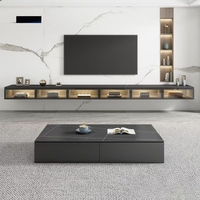 Nouveau meuble TV flottant en bois, meuble mural suspendu moderne pour salon et chambre, table basse pour téléviseurs de 65 pouces