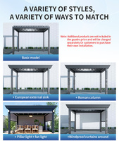 Toit à persiennes moderne et étanche de luxe Gazebo de jardin à persienne automatique Bioclimatique Pergola à persiennes d'extérieur en aluminium
