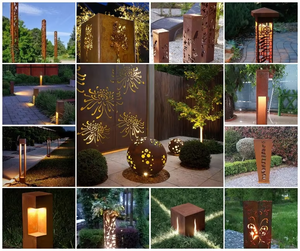Lampe de sol rustique en métal résistant aux intempéries avec design imperméable pour les espaces extérieurs - Product Image 6