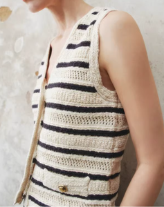 Gilet Cardigan Casual Casual da donna con chiusura a bottone monopetto a strisce sottili primavera - Product Image 4