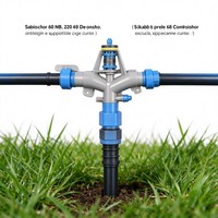 Tête d'arroseur verticale à quatre buses, tuyau PPR de 1,2 mètre, buse rotative automatique à 360° pour l'arrosage des jardins et des terres agricoles.