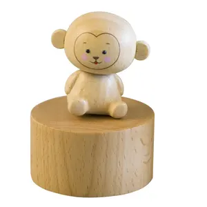 Creative new products hand-held animal monkey wooden music box for friend