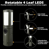 Lampe de camping LED rétractable haute puissance Wason New 1000 Lumens, lampe réglable, feuilles extensibles, lanterne de camping avec support