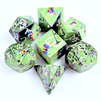 Dadu Polihedral Resin Matte Frosted 7 Buah 28G Set Dadu RPG DND Profesional Cetak Kupu-kupu untuk Permainan Papan Peran Meja