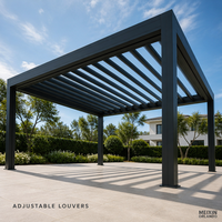 Pergola bioclimatique motorisée en aluminium et verre trempé MEIXIN ORLANDO, pour jardin d'hôtel de luxe moderne, terrasse extérieure.