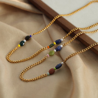 Collier en pierre naturelle, acier titane plaqué or, fait main, ethnique, bohème, vintage, bijoux légers de luxe pour femmes, vente en gros