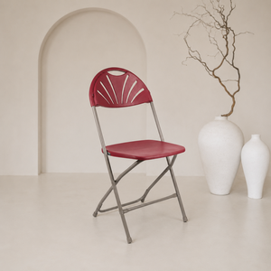 Chaise pliante en plastique avec dossier ventilé, rouge bordeaux – Durable, légère, confortable, portable, design moderne pour l'école, le parc et l'entrepôt - Product Image 1