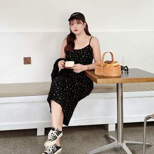 Robe longue noire à imprimé floral Runqi, col rond, taille naturelle, robe de soirée pour femmes N8773 - Product Image 2