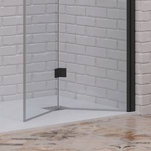 Kamalu KS7000N moderna cabina doccia 140x60 60cm apertura pieghevole 140cm lato fisso nero 8mm vetro spessore telaio in alluminio - Product Image 4
