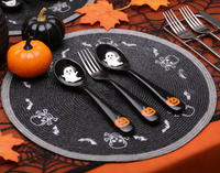 Napperons ronds en PP style dessin animé Halloween 38 cm, résistants à la chaleur, durables et réutilisables pour les fêtes d'automne et d'Halloween