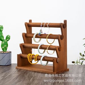 Wooden Jewelry Rack Multi Layer Bracelet Storage Display Stand For Jewelry Organizers <b>Desktop</b> Use Retro Color Simple Style - Product Image 3