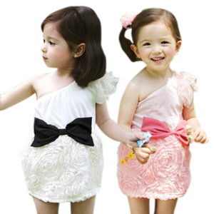 Robe de soirée élégante sans manches blanche avec nœud pour filles, style princesse, vente en gros, pour enfants, de Chine - Product Image 1