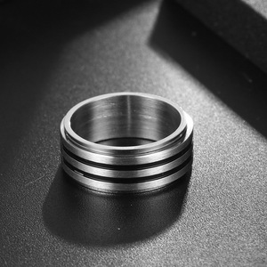 Men's <b>Titanium</b> Steel <b>Ring</b> Geometric Design Rotating Band Punk Style Jewelry SA1139 - Product Image 2