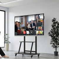 Tableau blanc interactif Android/x86 de 86 pouces, personnalisé, avec fente OPS, système double, LED 4K, tactile infrarouge 10 points, noir, grand format pour l'école